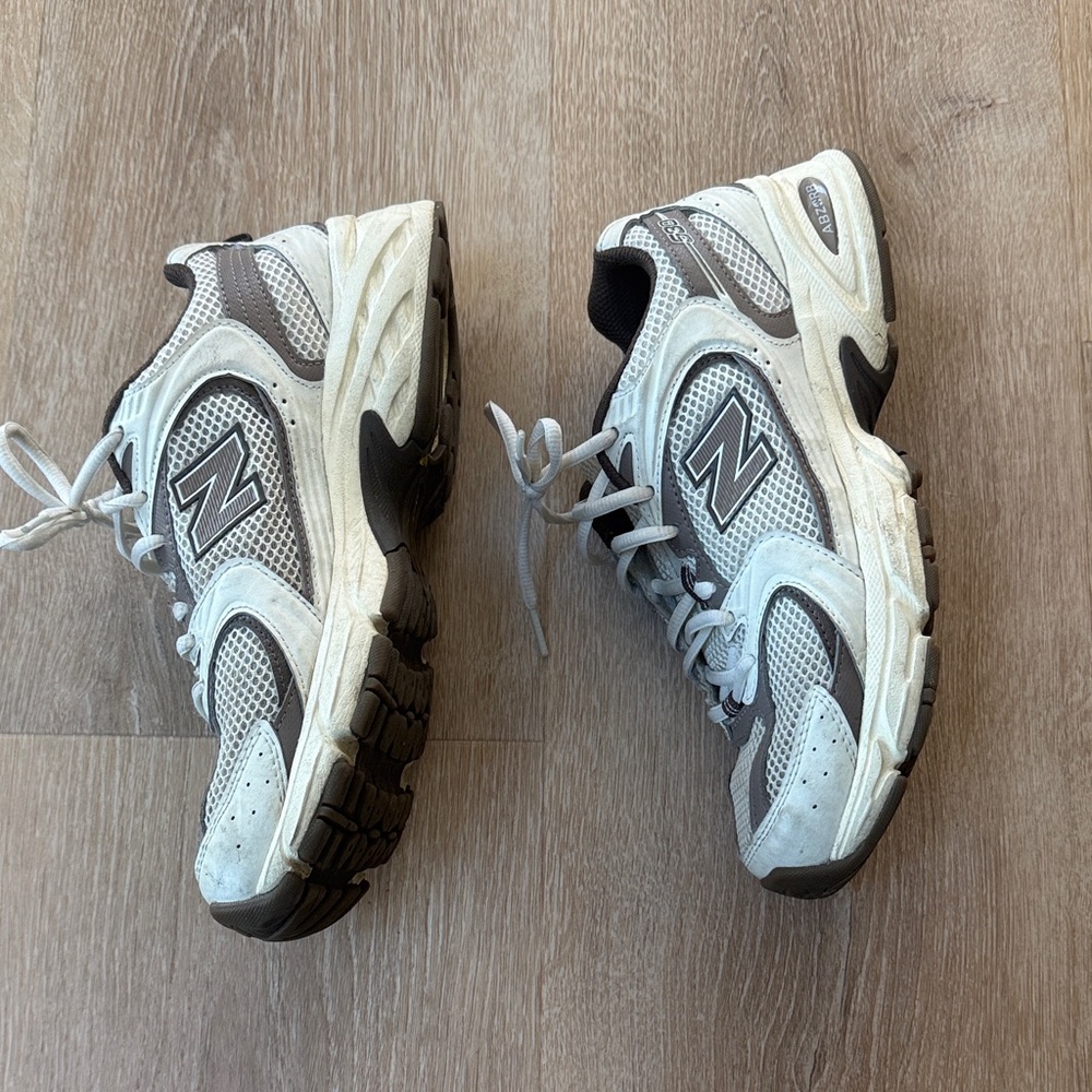 New Balance White and Brown Sneakers